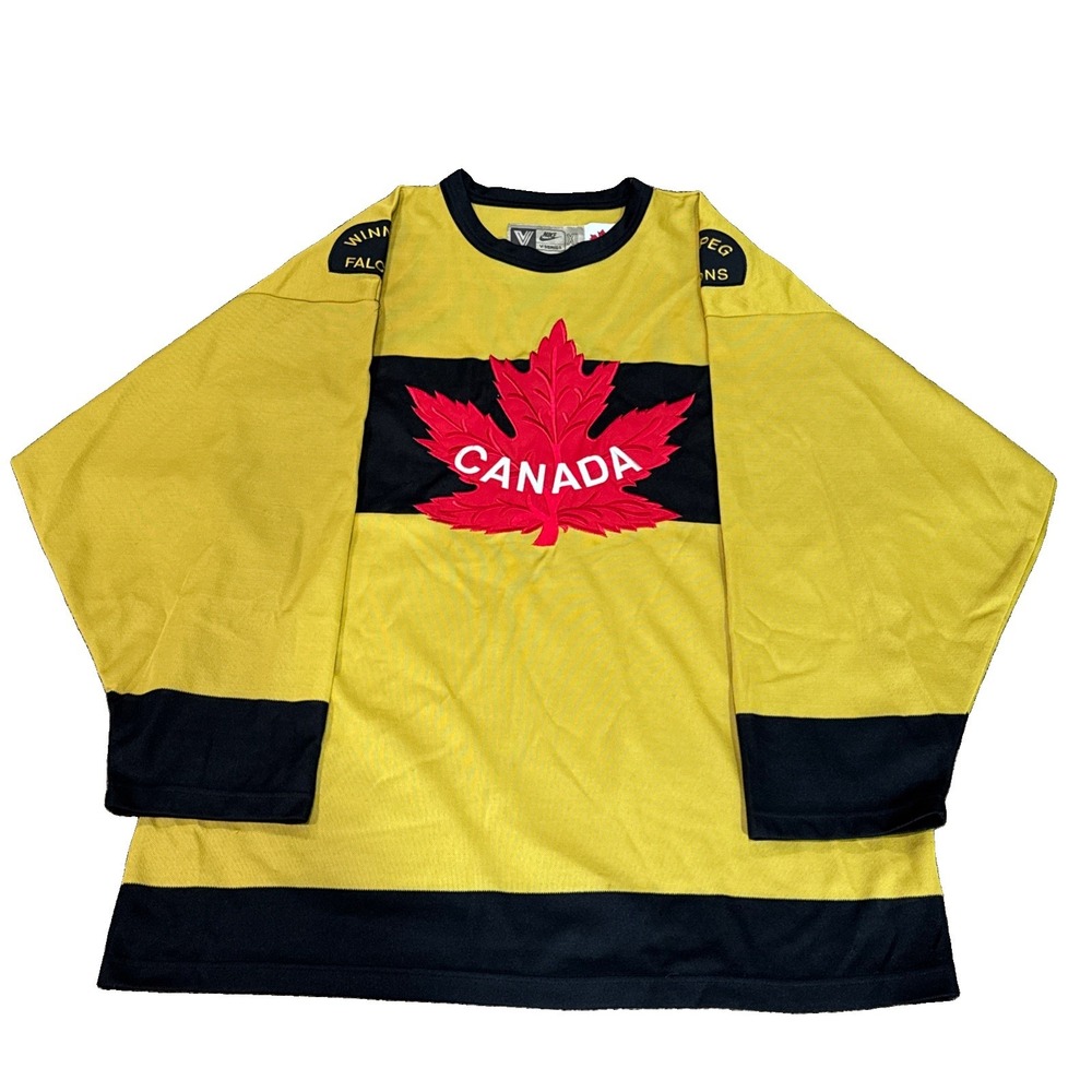 Team Canada 2004 Winnipeg Falcons Tribute Jersey Gold XL WCOH MiC Rare Hockey